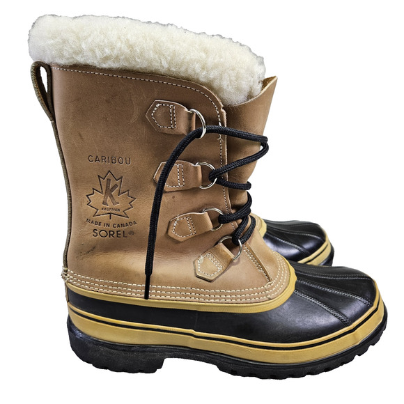 Sorel Womens Caribou Waterproof Insulated Winter Boots Leather Wool Snow Buff 9 - Picture 1 of 14